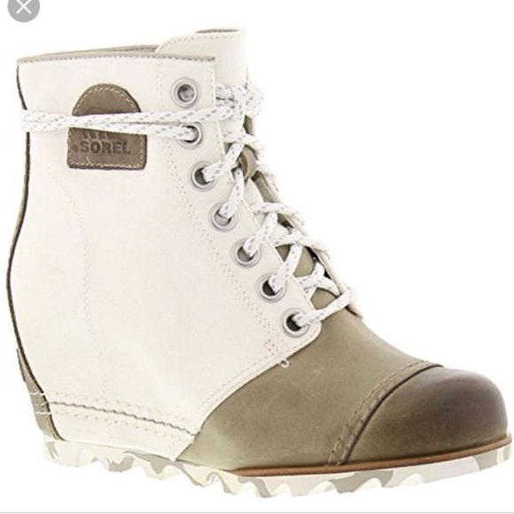 white sorel wedge boots